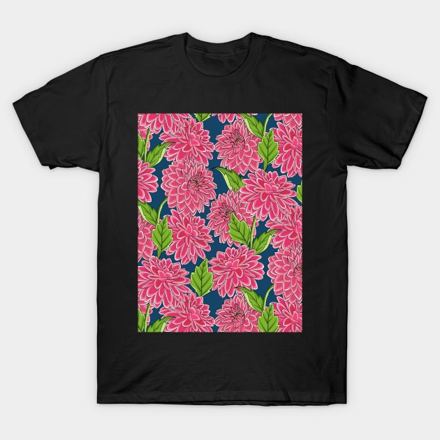 Dahlia Floral Design T-Shirt by Designoholic